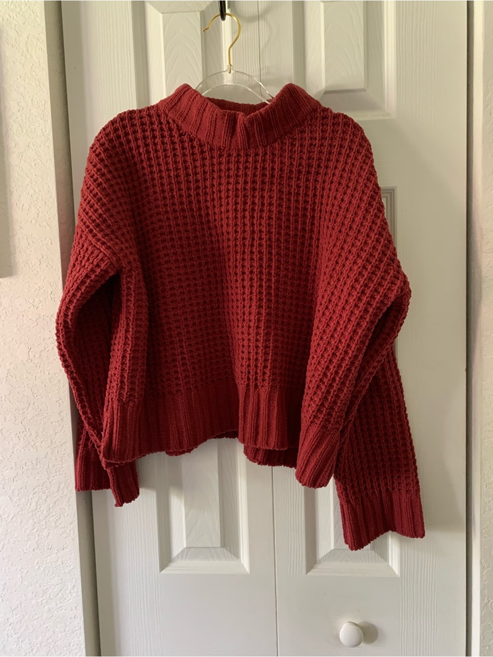 Altar'd State Burgundy Waffle-Knit Turtleneck Sweater EUC Size XS